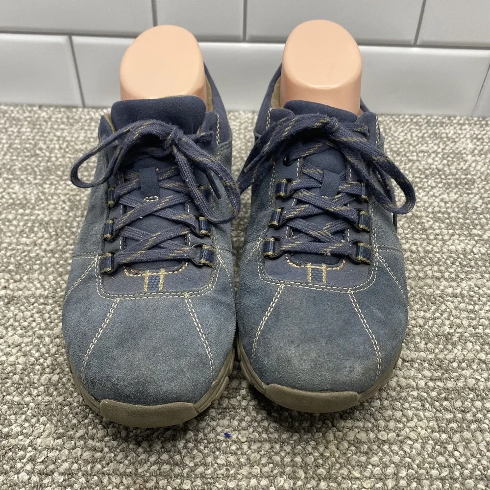 Clarks‎ Women's Shoes Sz 9 Wide Blue Leather Lace Up Comfy Ortho Support S7